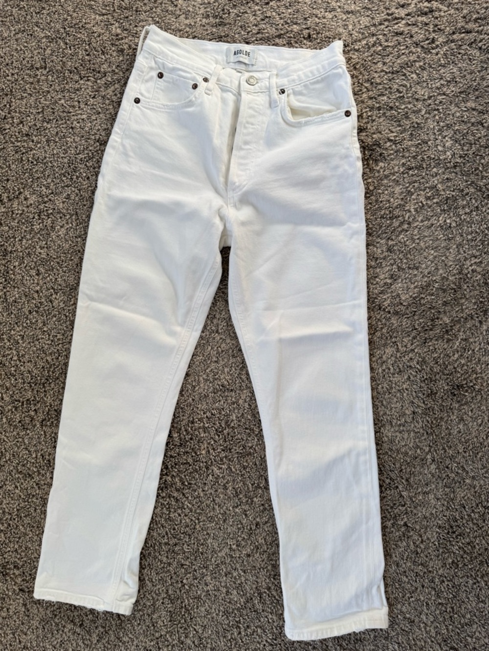 AGOLDE Women's White High-Rise Button-Fly Jeans